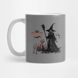 Scary witch with spider dinasour Mug